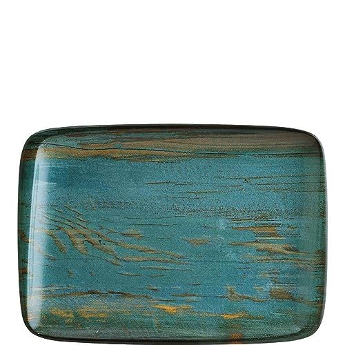 2x Bonna Madera Mint Moove Platte oval 36x25cm 2,5cm hoch Türkis Blau Braun Porzellan MDRMTMOV41DT Servierplatten Speiseteller Essteller Geschirr von Bonna