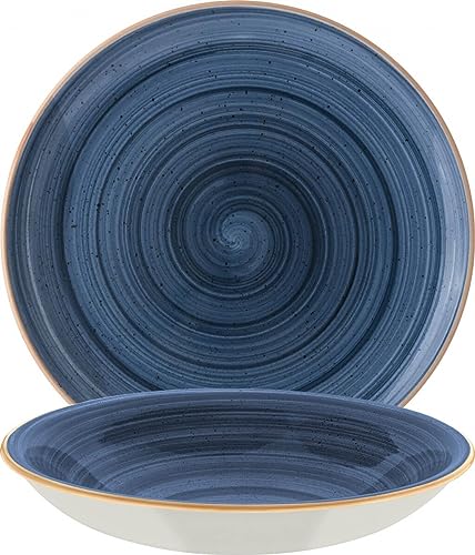 6x Bonna Aura Dusk Gourmet Teller rund 20cm 50cl 4cm tief Blau Creme Porzellan ADKGRM20CK Suppenteller Pastateller Speiseteller Geschirr von Bonna