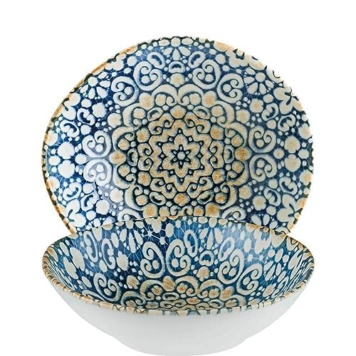 6x Schälchen Salatteller Desserteller Speiseteller Geschirr 18cm; 47cl Bonna Alhambra Vago, Blau, Beige von Bonna