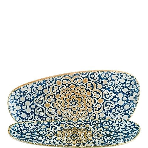 6x Servierplatte Set Geschirr Servierteller Teller Platte oval 36cm Bonna Alhambra Vago, Blau, Beige von Bonna