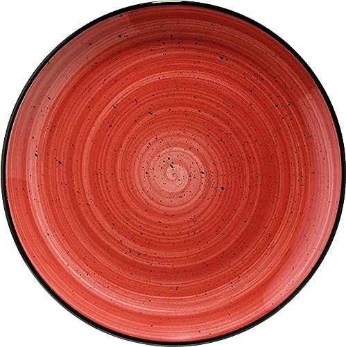 6x Speiseteller Essteller flacher Teller rund Tafelgeschirr Tafelservice Porzellan Rot Creme Bonna Aura Passion Gourmet 30cm Kantenschutz von Bonna