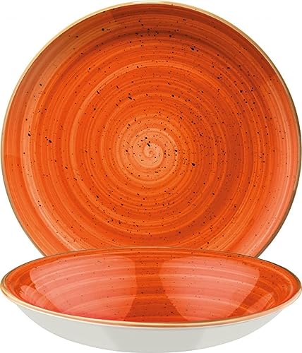 6x Bonna Aura Terracotta Gourmet Teller rund 20cm 50cl 4cm tief Orange Creme Porzellan ATCGRM20CK Suppenteller Pastateller Speiseteller Geschirr von Bonna