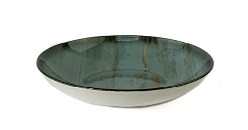 6x Suppenteller Pastateller Speiseteller Essteller Salatteller Geschirr Teller tief 25cm 130cl Türkis Braun Blau Porzellan rund Bonna Madera Mint Bloom, Mint, Braun, Blau, Grün von Bonna