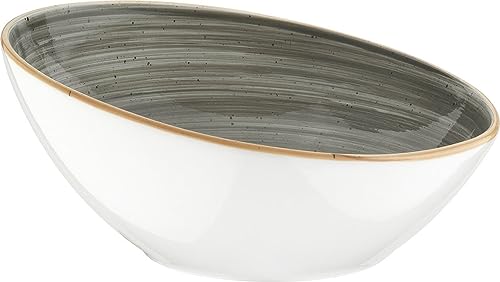 Bonna 6x Aura Space Vanta Schale rund 16cm 35cl 5,3cm tief Anthrazitgrau Creme Porzellan ASCVNT16KS Salatschalen Desserschalen Müslischalen Geschirr von Bonna