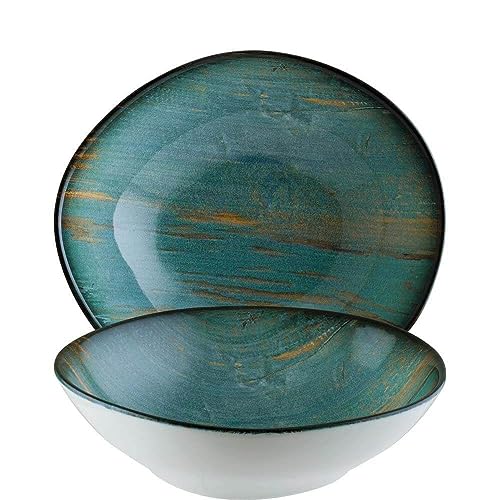 Bonna 6x Madera Mint Vago Schälchen 18cm 47cl 5,5cm hoch Türkis Blau Braun Porzellan MDRMTVAO18KS Salatschalen Desserschalen Müslischalen Geschirr von Bonna