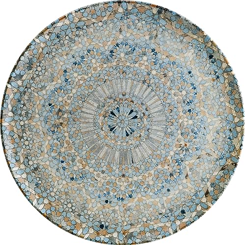 Bonna 6x Pizzateller Speiseteller Essteller flacher Teller rund Tafelgeschirr Tafelservice Porzellan Blau Braun Beige Luca Mosaic Gourmet 32cm von Bonna