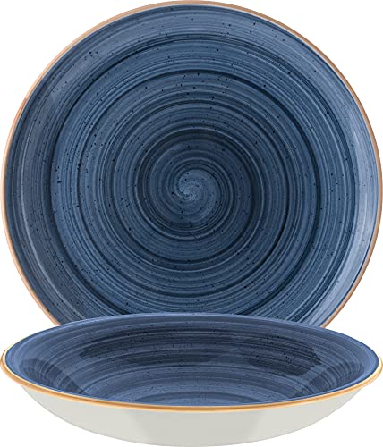 Bonna Premium Porcelain ADKGRM20CK Aura Dusk Plate Teller tief, Supenteller, 20cm, 500ml, Porzellan, blau, 1 Stück von Bonna