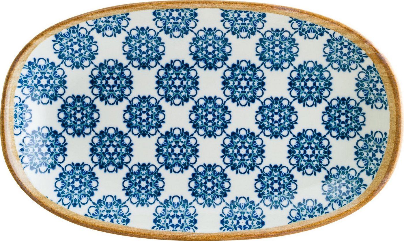 Bonna Servierplatte 2x Bonna Lotus Gourmet Platte 29x17cm Blau Servierplatten, Porzellan von Bonna