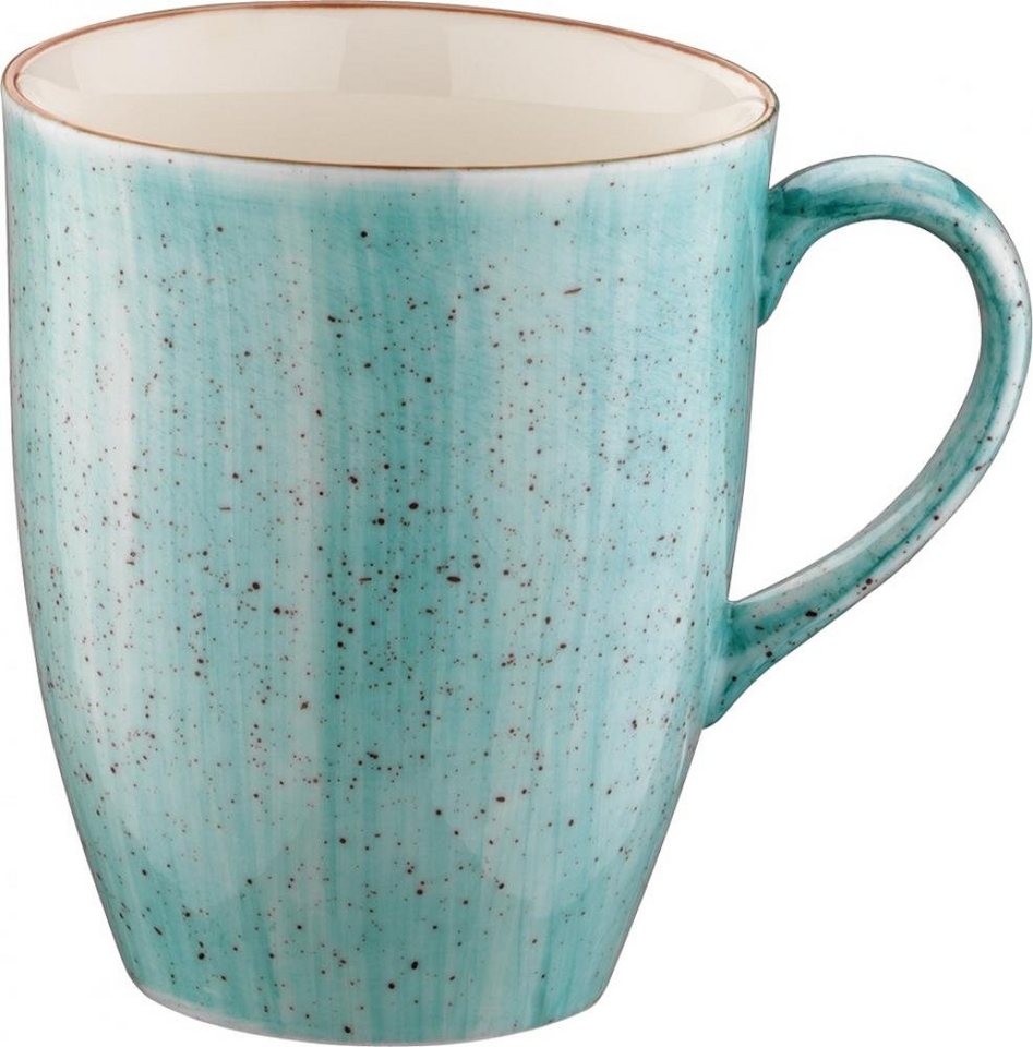 Bonna Teeglas Aura Aqua, Porzellan, Bockbecher Kaffeebecher Kaffeetasse 8.2x11.4cm 330ml Porzellan türkis 1 Stück von Bonna