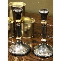 Wunderschönes Paar Vintage Messing Kerzenhalter Silber & Vergoldet von BonnetVintage