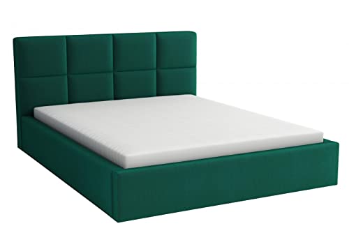 Bonni Polsterbett Alaska 180x200cm Bett mit Matratze und Lattenrost Doppelbett mit Bettkasten Holzbett Stauraumbett (Königlich Grün) von Bonni