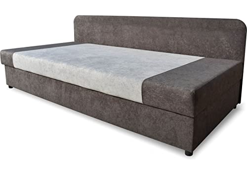 Bonni Polsterbett SIDA 90x200cm Bett mit Bettkasten Boxspringbett mit Stauraum Einzelbett Jugendbett Stauraumbett (Graphit/Grau) von Bonni