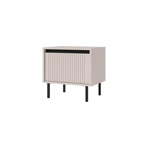 Nachttisch mit geriffelter Front Yukashi 1S T801 beige von bonni