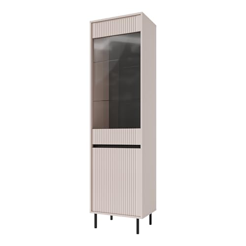 Vitrine Yukashi 2F T101 geriffelte Front beige von bonni