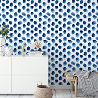 Blaue Aquarell Punkte Tapete, Abnehmbare Selbstklebende Beklebte Wandbild, Temporary, Feature Wand von BonnieBoldWallpaper