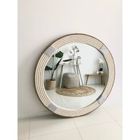 Groß 80cm | 31.4Inch Grey Hampton Maritimer Rundseil Spiegel Home Dekor Großer Spiegel von BonnieKDesignCo