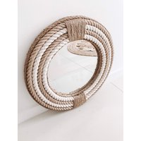 Klein 41cm | 16Inch Nautical Hampton Eleganter Runder Seil Spiegel Twisted Home Decor Art Wandbehang von BonnieKDesignCo