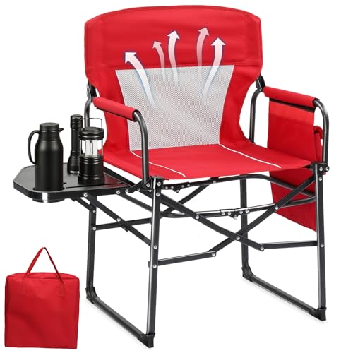 Bonnlo Campingstuhl faltbar – Klappstuhl leicht mit Getränkehalter & Aufbewahrungstasche – Strandstuhl, Regiestuhl klappbar für Picknick, Festival, Strand & Ausflügel, Rot von Bonnlo