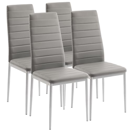 Bonnlo Esszimmerstühle 4er Set, Küchenstühle mit hoher Rückenlehne, Stühle Esszimmer bis 120 kg belastbar, Stuhlhussen 4er Set, Grau von Bonnlo