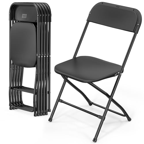 Bonnlo Klappstuhl, Gartenstühle 6er Set, Klappstuhl Caming Balkon Garten, Stapelbar, aus Metall & Kunsttoff, bis 158KG, Schwarz von Bonnlo