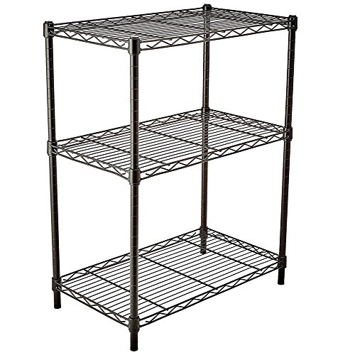 Bonnlo Küchenregal mit 3 Gitterböden und Höhenverstellbaren Einlegeböden, Metallregal, Lagereinheit, Küchenregal, Kellerregal, Badregal, Eisen ​Material mit hoher Stabilität, 60 x 35 x 85cm,Schwarz von Bonnlo