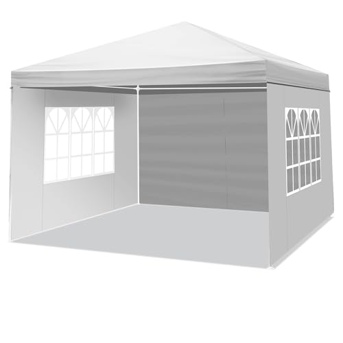 Bonnlo Pop-up Pavillon, Faltpavillon 3x3m, Wasserdicht Partyzelt mit 3 Wänden, Gartenpavillon für Outdoor Hochzeit Garten Camping Party, Weiß (Weiß) von Bonnlo