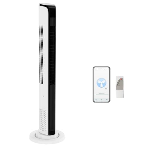 Bonnlo Turmventilator mit Fernbedienung & APP, 12H-Time 3 Geschwindigkeitsstufen und 3 Modi, Turmventilator 60° Oszillation & 24ft/s, Turmventilator sehr leise 40dB, Turmventilator Weiß Bonnlo Turmventilator mit Fernbedienung & APP, 12H-Time 3 Geschwindigkeitsstufen und 3 Modi, Turmventilator 60° Oszillation & 24ft/s, Turmventilator sehr leise 40dB, Turmventilator Weiß von Bonnlo