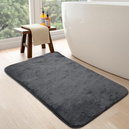 Bonny Home rutschfeste Badematte, Anthrazit, 80x150 cm Plüsch Badteppich | Weiche Bad- und Duschvorleger Maschinenwaschbar, Schnell Trocknend Badvorleger Relax von Bonny Home