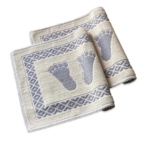 Soffy Creme & Grau 2er Pack Badematte | Natürliche Baumwolle Badteppich | Weiche Bad- und Duschvorleger | Für Bad, Dusche und Toilette Maschinenwaschbar, Schnell Trocknend Badvorleger von Bonny Home