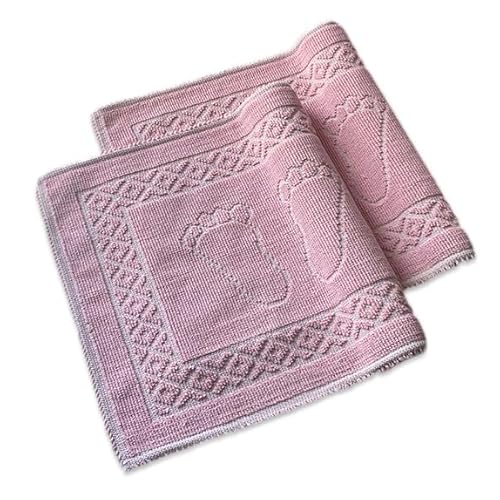 Soffy Rosa & Rosa 2er Pack Badematte | Natürliche Baumwolle Badteppich | Weiche Bad- und Duschvorleger | Für Bad, Dusche und Toilette Maschinenwaschbar, Schnell Trocknend Badvorleger von Bonny Home