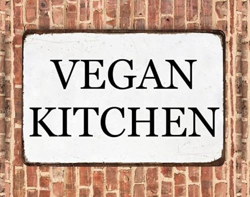 Bonoff Blechschild für vegane Küche, vegane Küche, Blechschild, Garage, Bar, Küchenregel, humorvolle Wanddekoration, Vintage, Zuhause, Familie, Freund, Geburtstagsgeschenk, Eisenmalerei, Blechschilder von Bonoff