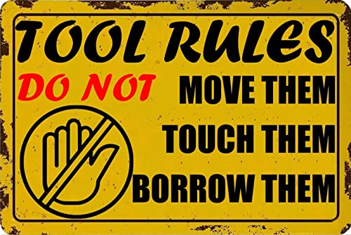 Bonoff Blechschild mit Aufschrift "Tool Rule", für Garage, Bar, Küche, Regel, humorvolle Wanddekoration, Vintage, Zuhause, Familie, Freund, Geburtstagsgeschenk, Eisenmalerei, Blechschilder, 30,5 x von Bonoff