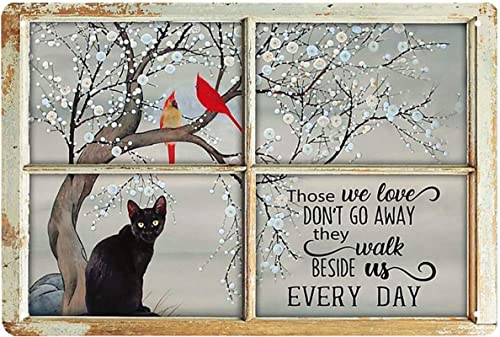 Bonoff Rustikale Wanddekoration mit schwarzer Katze und Kardinalvogel, Metallverkleidungen, Vintage-Blechschild, Vintage-Werbung, Metall-Blechschild, Heimdekoration, Garage, Küche, Bar, Esszimmer, 14 von Bonoff