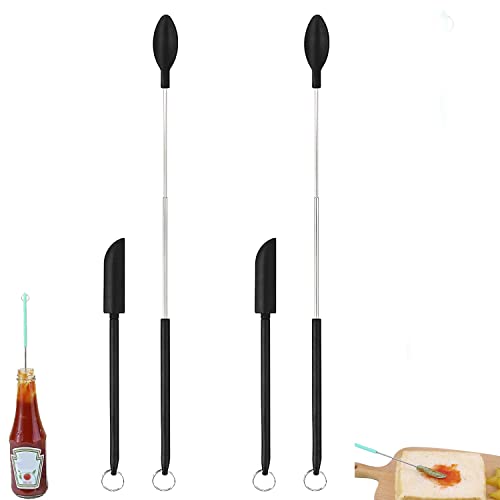Bonseor Telescopic Spatula and Scooping Spoon, Mini Silicone Telescopic Spatula Set, Bread Cream Scraper Spatula for Kitchen and Beauty (2 Set-Black) von Bonseor
