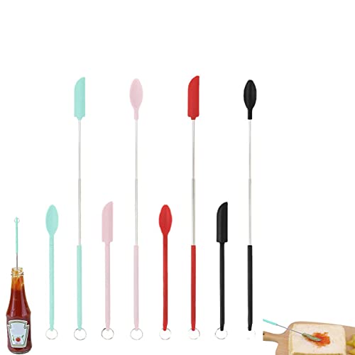 Bonseor Telescopic Spatula and Scooping Spoon, Mini Silicone Telescopic Spatula Set, Bread Cream Scraper Spatula for Kitchen and Beauty (4 Set) von Bonseor