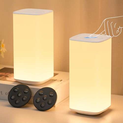 Bonsery Nachttischlampe Touch Dimmbar 2er Set, LED Tischlampe Touch mit Fernbedienung 256 Farben und 3 Modi, Kabellose Nachtlicht Stilllicht Dimmbar mit ladefunktion & Timerfunktion für Schlafzimmer Bonsery Nachttischlampe Touch Dimmbar 2er Set, LED Tischlampe Touch mit Fernbedienung 256 Farben und 3 Modi, Kabellose Nachtlicht Stilllicht Dimmbar mit ladefunktion & Timerfunktion für Schlafzimmer von Bonsery