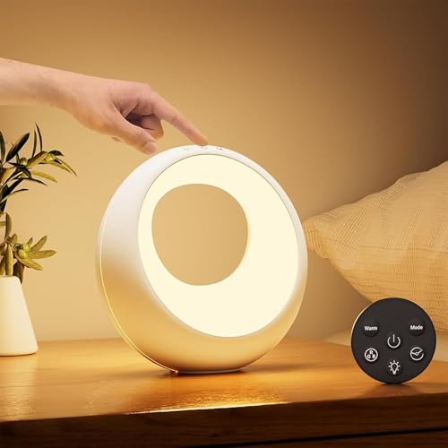 Bonsery Nachttischlampe Touch Dimmbar Rund mit Fernbedienung, Led Tischlampe Kabellos mit RGB Farbwechsel, Baby Nachtlicht Kinder mit Timer & Memory für deko Schlafzimmer Wohnzimmer Geschenk von Bonsery