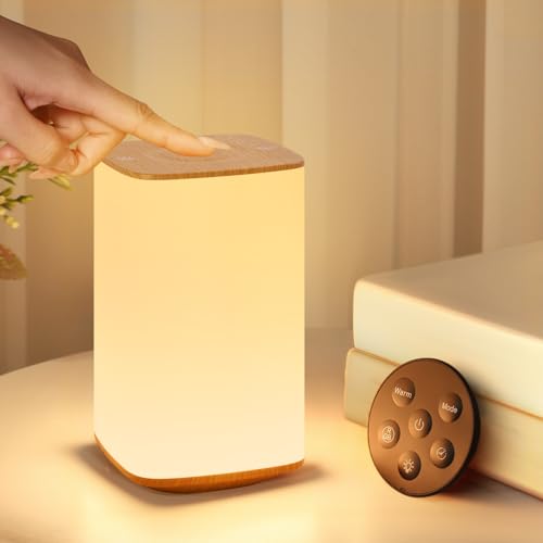 Bonsery Nachttischlampe Touch Dimmbar mit 3 Farbtemperatur & 256 Farben, 3000mAh Akku Tischlampe Aufladbar mit Fernbedienung, Nachtlicht Baby Nachtlampe mit Timer als Kind Weihnachts Geschenk von Bonsery