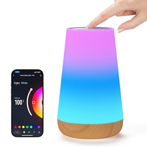 Bonsery Smart LED Nachttischlampe Touch Dimmbar, RGBICWW Stilllicht Kinder Funktioniert mit Alexa & Google Assistant und Apple HomeKit, 32 Modi & 2700-6500K WLAN Tischlampe mit Timer für Wohnzimmer von Bonsery