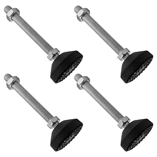Bonsicoky 4 Stück M12 Metall-verstellbare Nivellierfüße, strapazierfähig, drehbar, Möbelgleiter, Nivellierer für Tisch, Schreibtisch, Regal, Stuhl, schwarz, 130 mm x 48 mm von Bonsicoky