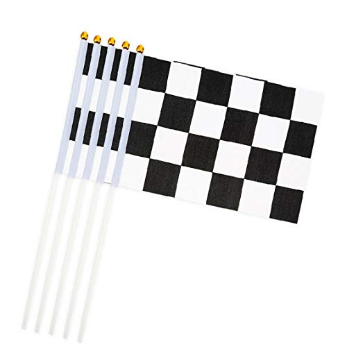 10pcs Polyester Mini Racing Flagge Plaid Hand Flagge Wettbewerb Flagge Partei-Dekoration Geburtstag Checkered Banner Party Supplies von Bontand