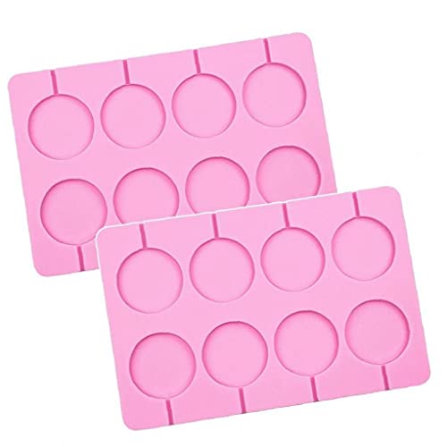 Bontannd 2st Silikon Lollipop Moulds, 8-kapazität Großer Sucker, Runde Schokoladen-Formen, EIS-Form, Ideal Für Lutscher, Sauger, Schokolade, Kuchen Pop, Rosa von Bontannd