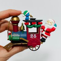 1997 Vintage Luster Fame Weihnachtsbaum Ornament Santa Blue Bird Zugfahrt 25 Dezember Lokomotive Fahrzeug Transport Lieferung Geschenk Hang von JunkWithJeab