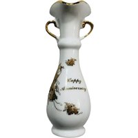 Vintage Usa Royal Ann 6" Vase Happy Anniversary Geschenk Feine China Blume Griffe Schlanke Schmale Weiß Gold Rand Felge Home Decoration Sammler von JunkWithJeab