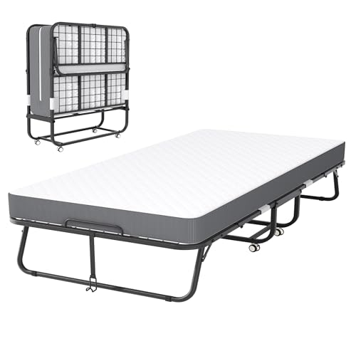 Bonusall Klappbett mit Matratze, tragbares Bett für Erwachsene, 12,7 cm dicke Memory-Foam-Matratze, platzsparender, stabiler Metallrahmen, 190,5 x 96,5 cm, Rollbett für Gäste, Doppelgröße Bonusall Klappbett mit Matratze, tragbares Bett für Erwachsene, 12,7 cm dicke Memory-Foam-Matratze, platzsparender, stabiler Metallrahmen, 190,5 x 96,5 cm, Rollbett für Gäste, Doppelgröße von Bonusall