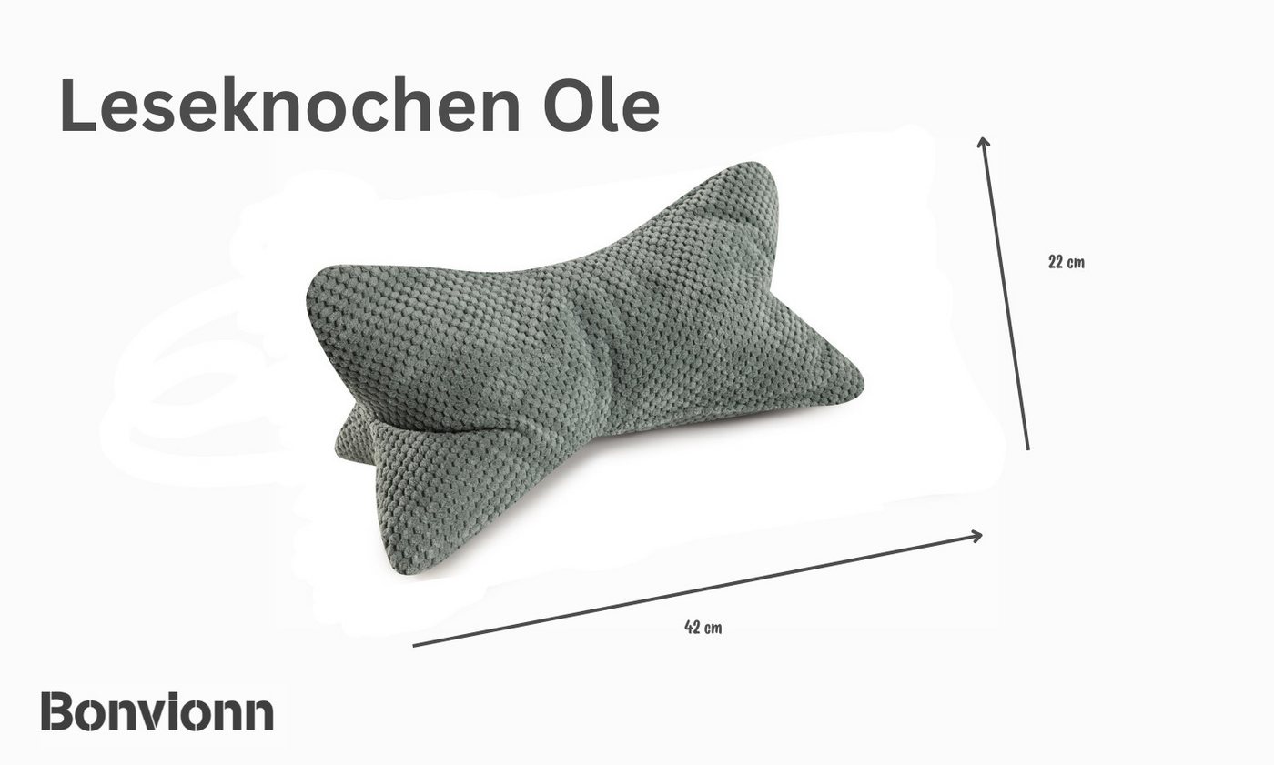 Bonvionn Dekokissen Leseknochen Ole ergonomische Form, flexible Stütze für Bücher, E-Books oder Tablets von Bonvionn