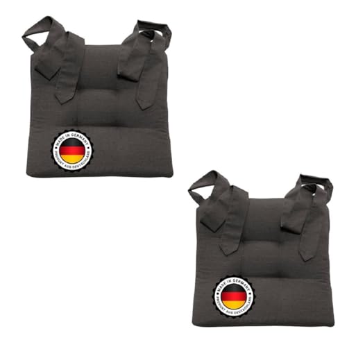 Bonvionn Zwei Stuhlkissen Sitzkissen Schleifenband Auflage Polster Stuhl Stuhlauflage Rattanstühle extra dick Esszimmerstühle Indoor Outdoor(Anthrazit) von Bonvionn
