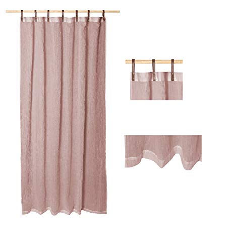 Schlaufenschals mit Lederschlaufen - Vorhänge - Gardinen - Evi - in vielen Farben - 2er Set - 135 x 245 cm, Farbe Wohnen:Altrose_053 von Bonvionn