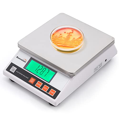 Bonvoisin Präzisionswaage 10 kg/0,1 g, Industrielle Zählwaage, Digitale Analysenwaage Laborwaage für Schmuck und Schule mit CE-Zertifizierung, Professionelle Elektronische Waage mit Batteriebetrieb von Bonvoisin