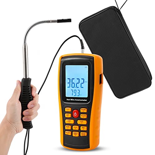 Bonvoisin Hitzdraht-Anemometer, tragbares CFM/CMM Luftstrom-Geschwindigkeitsmesser, Windgeschwindigkeitsmesser mit beleuchtetem LCD-Display für HVAC in Kanälen (Thermischer Anemometer) von Bonvoisin